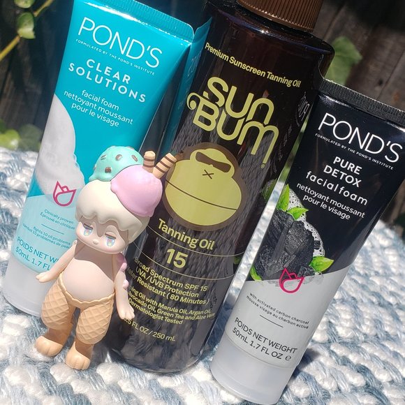 SUN BUM Skincare Sunbum Tanning Oil 2 Ponds Facial Foam Bundle